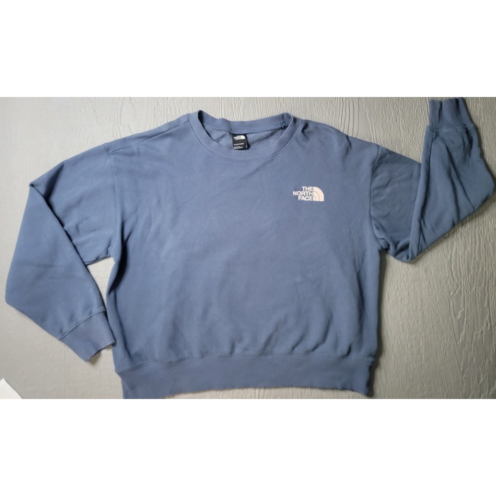 ♡The North Face‎ Womens Blue Crewneck Sweatshirt Embroidered Logo Size Large
